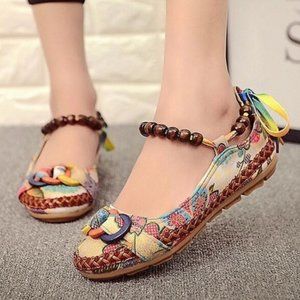 XIRUYI | Lace & Beads BOHO Ballet Flat SIZE 8, Skinny foot